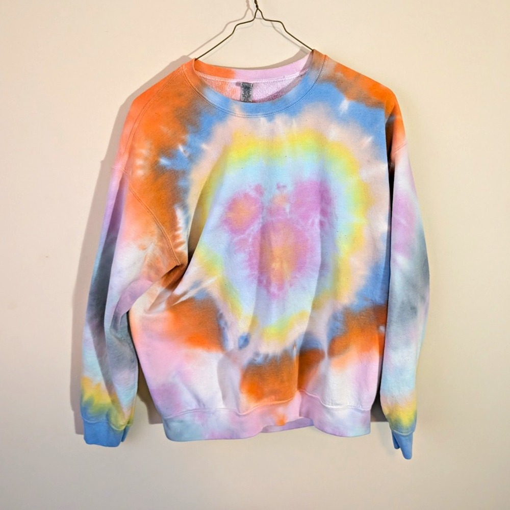 Gildan Heavy Blend Multicolor Tie-Dye Crewneck Pullover Sweatshirt Unisex L